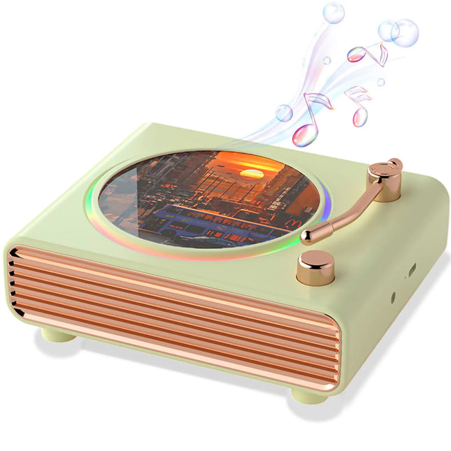 Retro Bluetooth Speaker Wireless Speakers with Bluetooth Record Player Desktop Portable Vinyl Record Player Vintage Turntable Design & Lighting Music Decor Gifts for Friends (Green) - Lamarshop1