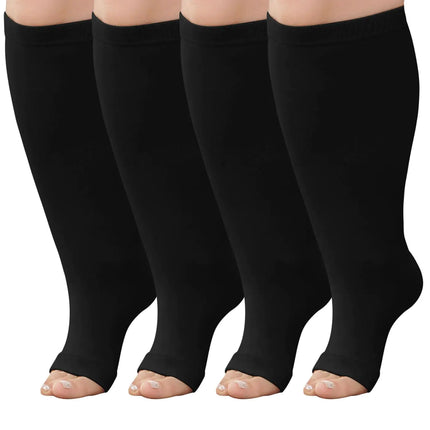 Plus Size Compression Socks: Wide Calf Compression Stockings for Men Women - Up to 7X Large 20 - 30 mmHg Compression Hose for Pregnancy Travel Running Nurses 4XL Black - Lamarshop1