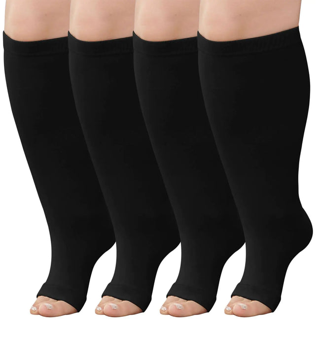 Plus Size Compression Socks: Wide Calf Compression Stockings for Men Women - Up to 7X Large 20 - 30 mmHg Compression Hose for Pregnancy Travel Running Nurses 4XL Black - Lamarshop1