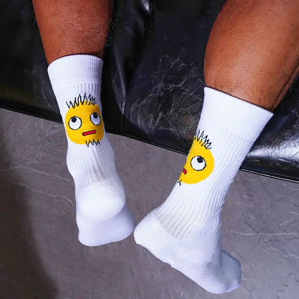 Original Design White Mustache Emoji Sports Socks - Lamarshop1