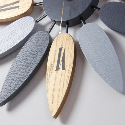 Leaf Wall Clock, Wooden Minimalist Design for Living Room - Lamarshop1