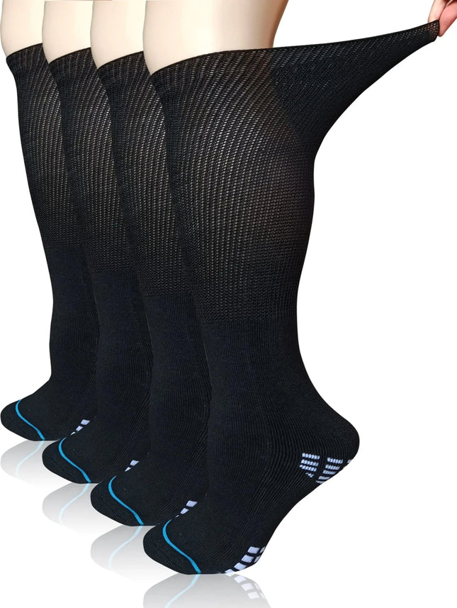 "Extra wide diabetic socks for swollen feet and legs in black"