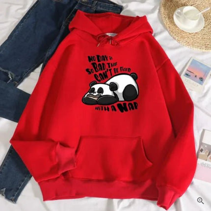 Women's Casual Loose Panda Fleece Hoodie Sweater - Lamarshop1