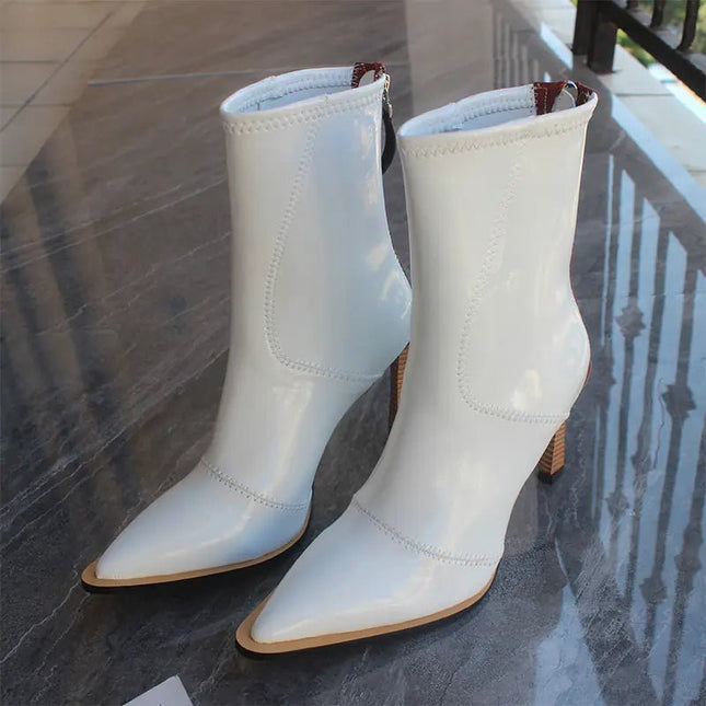 Imported Women's Leather Ankle Boots with Zipper - Lamarshop1