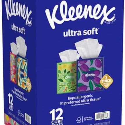 Ultra Soft 3 - Ply Facial Tissues 12 Cube Boxes (72 tissues/box 12 boxes) - Lamarshop1