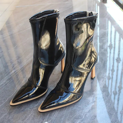 Imported Women's Leather Ankle Boots with Zipper - Lamarshop1