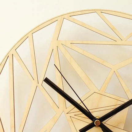 Creative Geometric Pattern Wall Clock, Quartz Wooden Decor - Lamarshop1