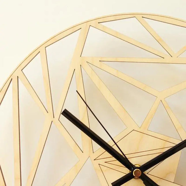 Creative Geometric Pattern Wall Clock, Quartz Wooden Decor - Lamarshop1