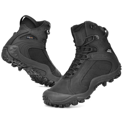 XPETI Mens Tactical Boots 8" Black Combat Boots Waterproof Leather Hiking Boots Men Size 9 - Lamarshop1