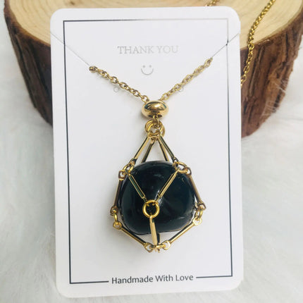 Crystal Raw Stone Pendant Necklace - Lamarshop1