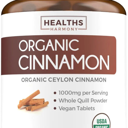 USDA Organic Ceylon Cinnamon (30 Tablets) 1000mg Cinnamon Quill Powder per Serving - Natural Cinnamon Supplements for Effective Metabolism Cognative Joint Immune Support - (No Capsules or Pills) - Lamarshop1