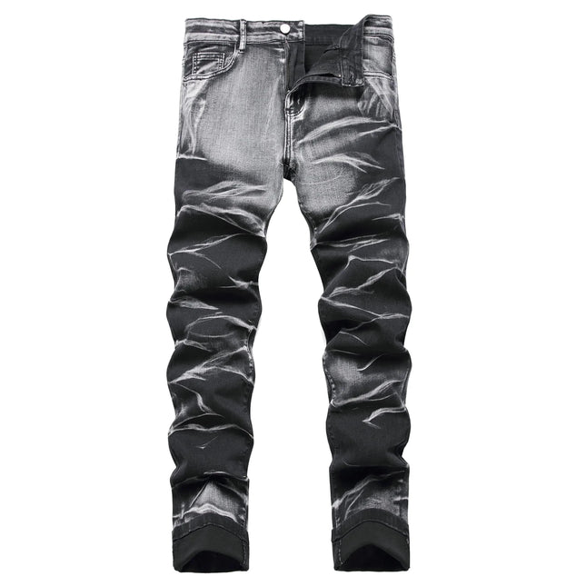 HuuPrr Mens Ripped Jeans Slim Fit Stretch Jeans Distressed Fashion Comfort Pants（530Gray black-34-