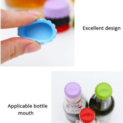 6pcs Reusable Silicone Bottle Caps for Kitchen Use