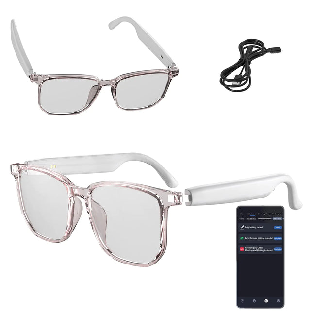 AI Smart Glasses Ai Translator Glasses Wireless Bluetooth Real - Time Translation Smart Music Glasses for Businees for Listening to Music & CallingSupport 75 Languages - Lamarshop1