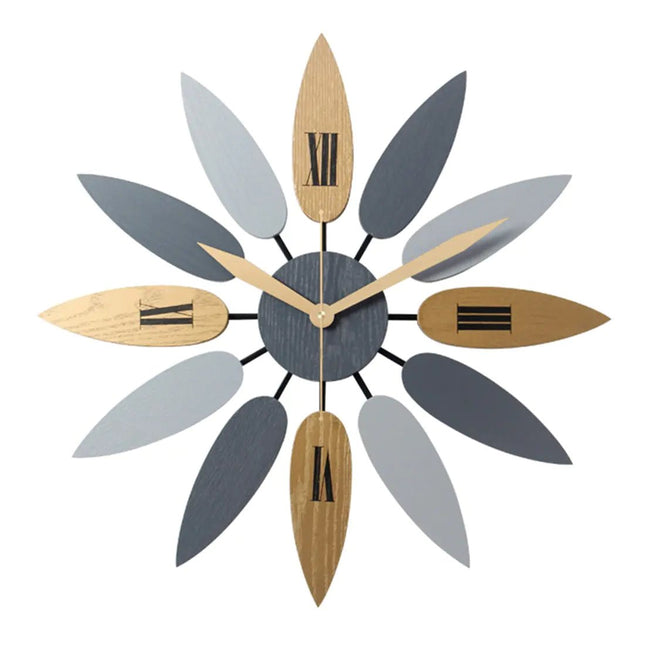 Leaf Wall Clock, Wooden Minimalist Design for Living Room - Lamarshop1