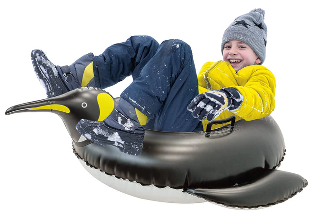 MinnARK Sports Penguin Snow Tube: Inflatable Snow Toy for Kids Winter Sled Animal Snow Toy