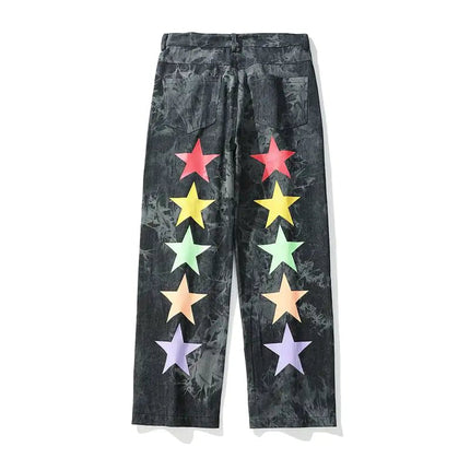 Pentagram Men's Casual Wide-Leg Jeans Trousers