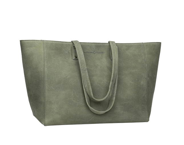 ANTONIO VALERIA Avery Green Leather Tote/Top Handle Shoulder Bag for Women