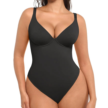 FeelinGirl Shapewear Bodysuit for Women Tummy Control Bodysuit Thong Black Body Suits - Lamarshop1