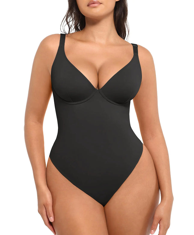 FeelinGirl Shapewear Bodysuit for Women Tummy Control Bodysuit Thong Black Body Suits - Lamarshop1