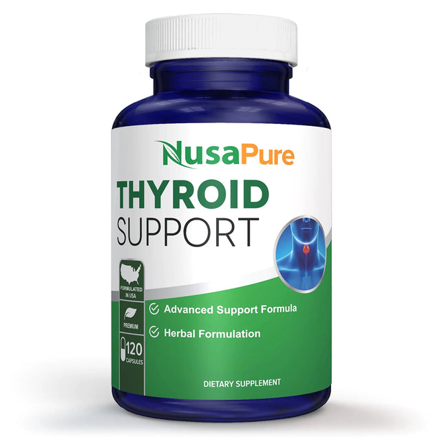 NusaPure Thyroid Support Supplement (Non - GMO) 120 caps Ashwaganda Iodine Zinc kelp Vitamin B12 L - Tyrosine Selenium Copper - Lamarshop1