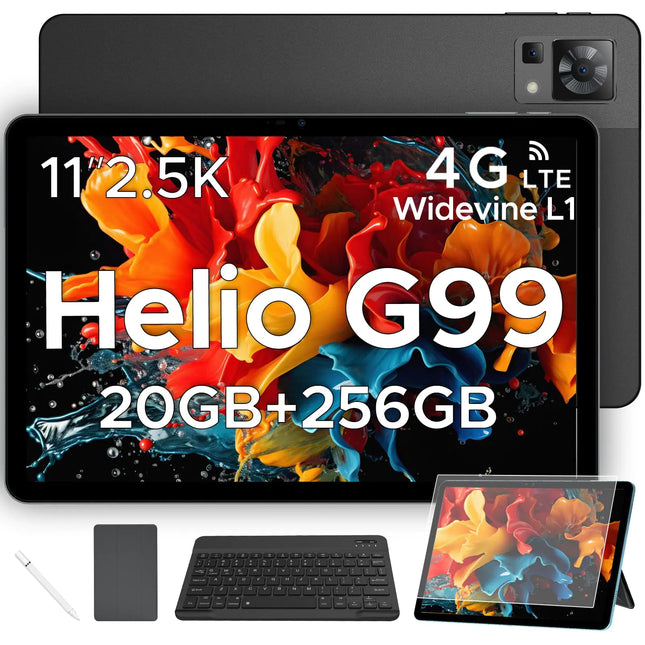 DOOGEE T35 Android 14 Tablet with Keyboard20GB+256GB11 inch Tablet Helio G99 Octa - core TabletIPS 1600x2560 Display Gaming Tablet4G LTE Cellular Tablet with Case Mouse Black - Lamarshop1