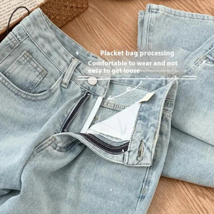 Ballet Embroidery Light Blue Wide-Leg Jeans