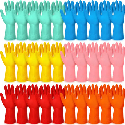 Sawysine 30 Pairs Rubber Gloves for Dishwashing Reusable Household Cleaning Gloves for Kitchen Washing Supplies(Large) - Lamarshop1