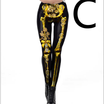 Halloween Skull Frame Digital Print Sexy Leggings