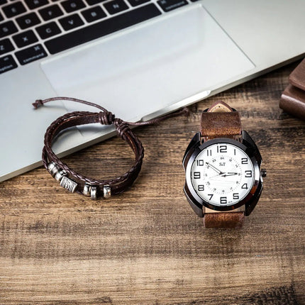 Quartz Watch and Bracelet Set for Men