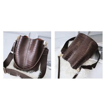 Blake Shoulder Bag - Chocolate Croc - Lamarshop1