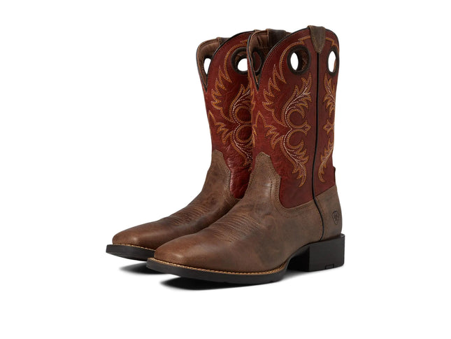 ARIAT Mens Sport Rodeo Western Boot Crazy Crunch Tan/Determined Orange 14 EE - Lamarshop1