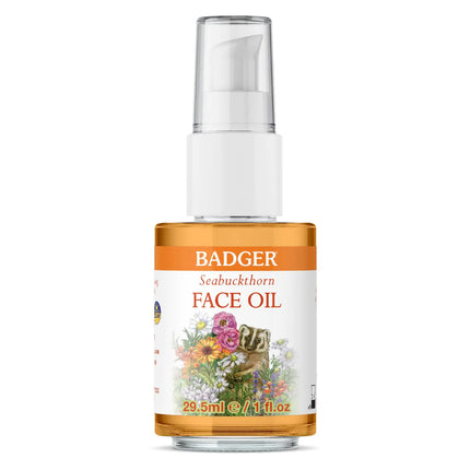 Badger Face Oil Seabuckthorn Certified Organic Seabuckthorn Oil Organic Face Oil Moisturizing Facial Oil Natural Face Oil 1 oz Glass Bottle - Lamarshop1