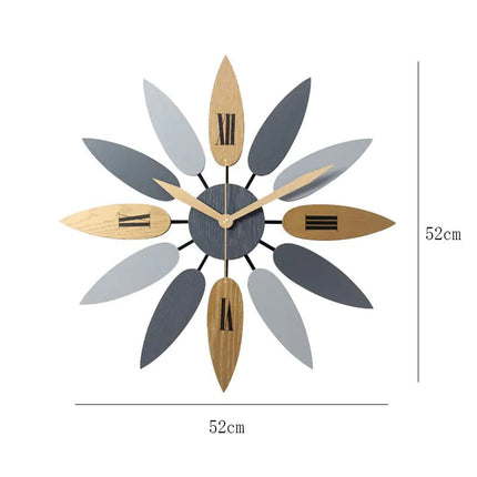Leaf Wall Clock, Wooden Minimalist Design for Living Room - Lamarshop1
