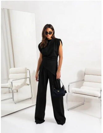 Elegant Women's Summer Two - Piece Set with Wide Pants - Lamarshop1