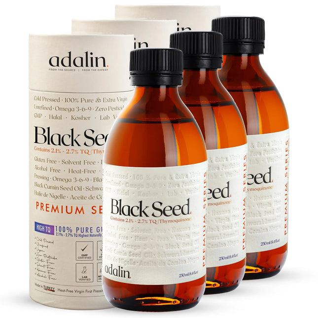 ADALIN Black Seed Oil Liquid 25.2 fl oz | Nigella Sativa Seed Oil | High Thymoquinone | Cold Pressed | Glass Bottle | Blackseed | Vegan | Gluten Free - Lamarshop1