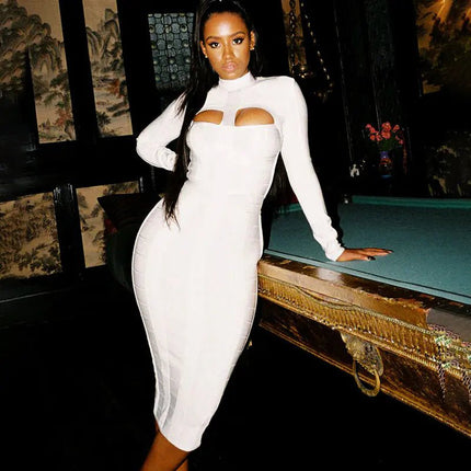 Trendy Halter Neck Sexy Dress with Cutout Design