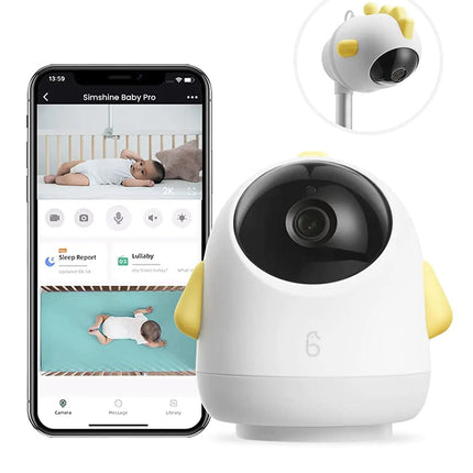 Simshine Smart Baby Monitor WiFi Smartphone AI Cry Soothing Lullaby Sleep Breathing Analysis 2K UHD Video Camera 2 - Way Talk Night Vision Virtual Fence - Lamarshop1