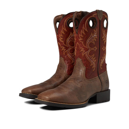 ARIAT Mens Sport Rodeo Western Boot Crazy Crunch Tan/Determined Orange 14 EE - Lamarshop1