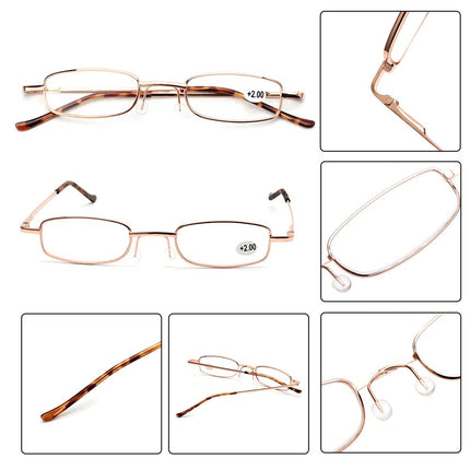 Classic HD Spring Compact Reading Glasses Readers Travel Slim Design with Case - Lamarshop1