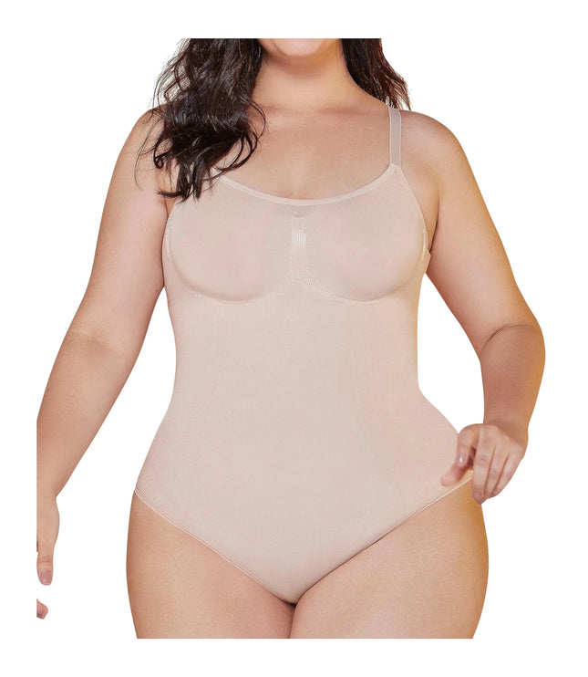 CURVEEZ Bodysuit for Women Tummy & FUPA Control Shapewear Seamless Sculpting Thong Full Bust Body Shaper Compression Tank Top (Brief Medium Nude) - Lamarshop1