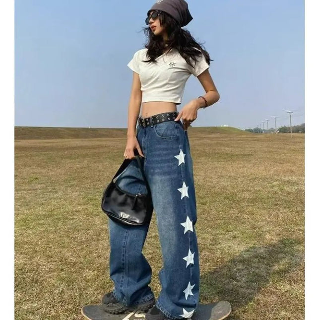 Summer Retro XINGX Women's High Waist Wide-leg Jeans