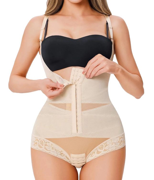 Nebility Shapewear Bodysuit Waist Trainer Open Bust Bodysuits for Women Tummy Control Criss - Cross Body Shaper(BeigeXXX - Large) - Lamarshop1