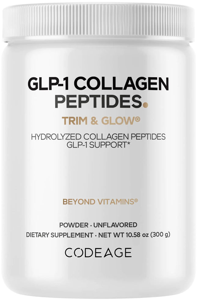 Codeage GLP-1 Collagen Powder Supplement - Nextida GC Collagen Peptides - GLP 1 Support - Hydrolyzed Collagen Grass-Fed Type I & III Unflavored - Non-GMO Gluten-Free Dairy-Free - 10.58 Oz