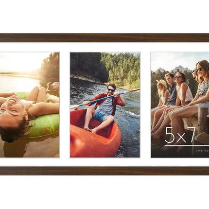 8x16 Collage Picture Frame with Shatter-Resistant Glass - Fits Three 5x7 Photos or One 8x16 Picture - Signature Collection - Picture Frames for Tabletop and Wall Display - Walnut
