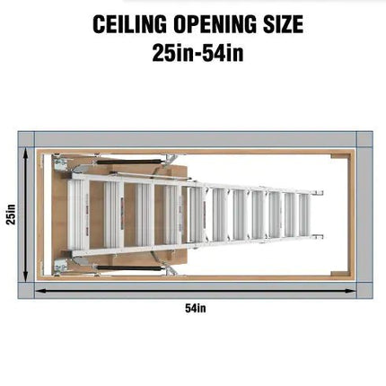 Household Aluminum Attic Ladder 25 X 54 ,350lbs Capacity, 7 - 10 Ft Ceiling Height - Lamarshop1
