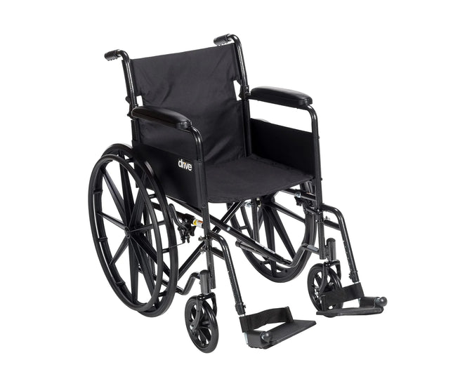 Drive Medical Single Axle Silver Sport 1 Wheelchair Silver Vein Fixed Arm 18" 1 Each 1 Count