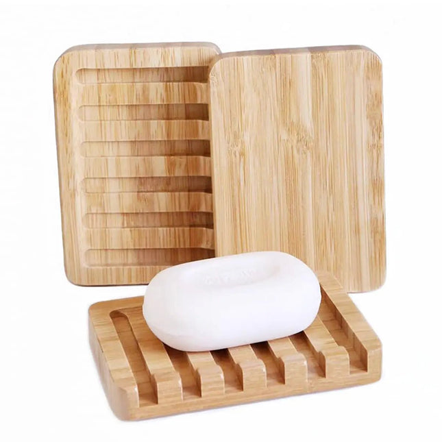 3 Pack Bamboo Soap Dish Bar Soap Holder with Self Draining Tray Natural Waterfall Drain Soap Saver Used for Bathroom Kitchen - Lamarshop1