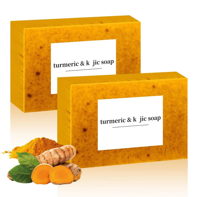 2PCS Lemon Turmeric Soap BarTurmeric Soap Bar for Face ＆ Body Gentle Exfoliating Turmeric Handmade Soap for All Skin Types