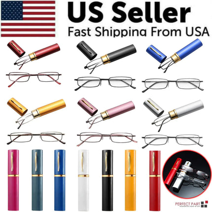 Classic HD Spring Compact Reading Glasses Readers Travel Slim Design with Case - Lamarshop1